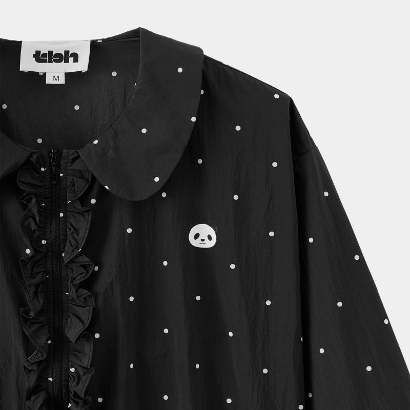 "Panda PomPom" Sun-pretective Outdoor Jacket Black Polka Dot