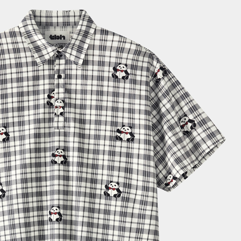 "Urban Jungle" Tencel Cotton Blend Short Sleeve Nightgown – Black Grid