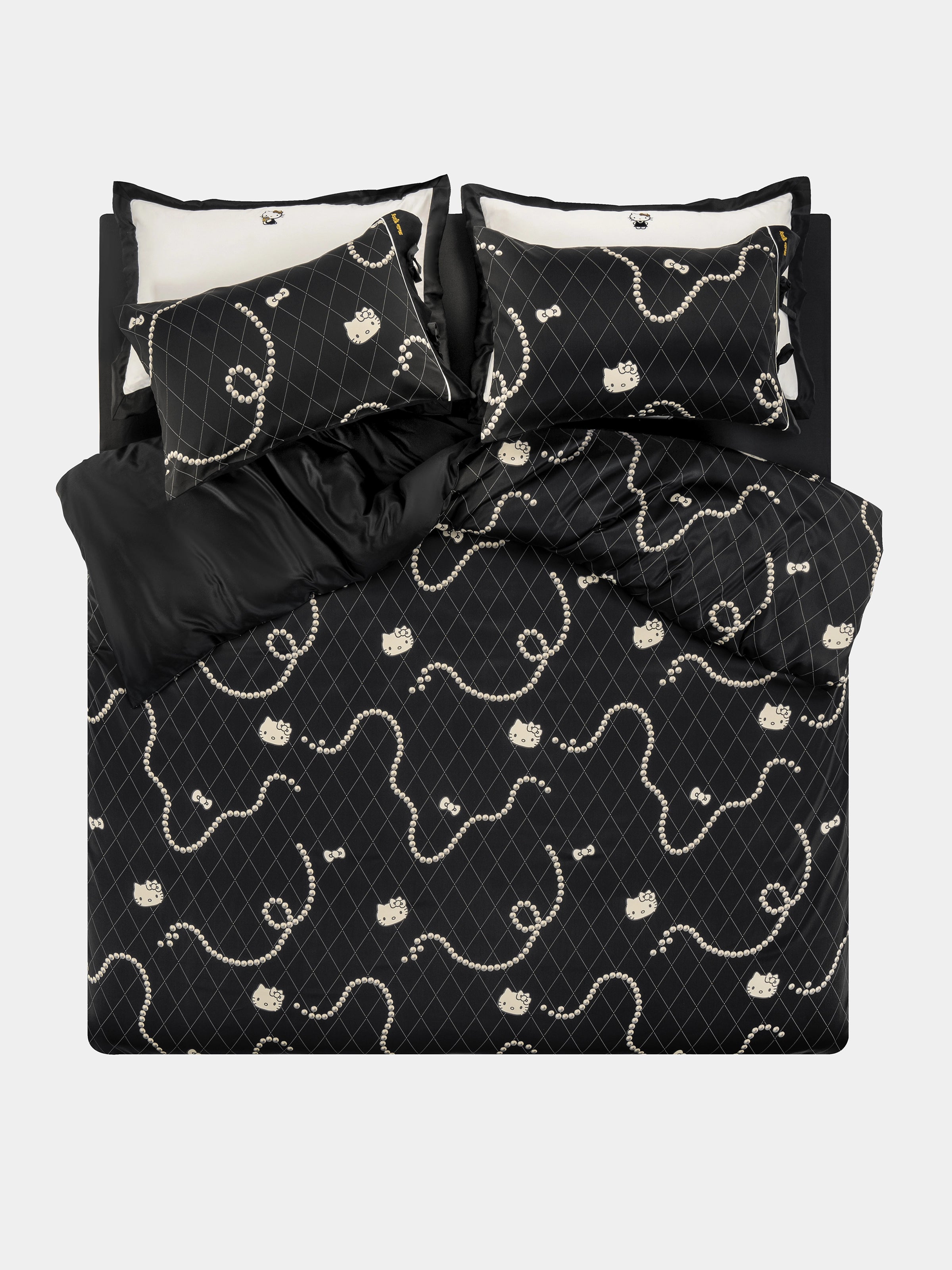 "Hello Kitty" 140S cotton sateen deluxe bedding Set Pearl necklace