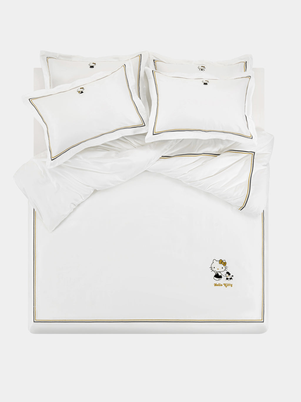 "Hello Kitty" 140S cotton sateen deluxe bedding Set Pearl White