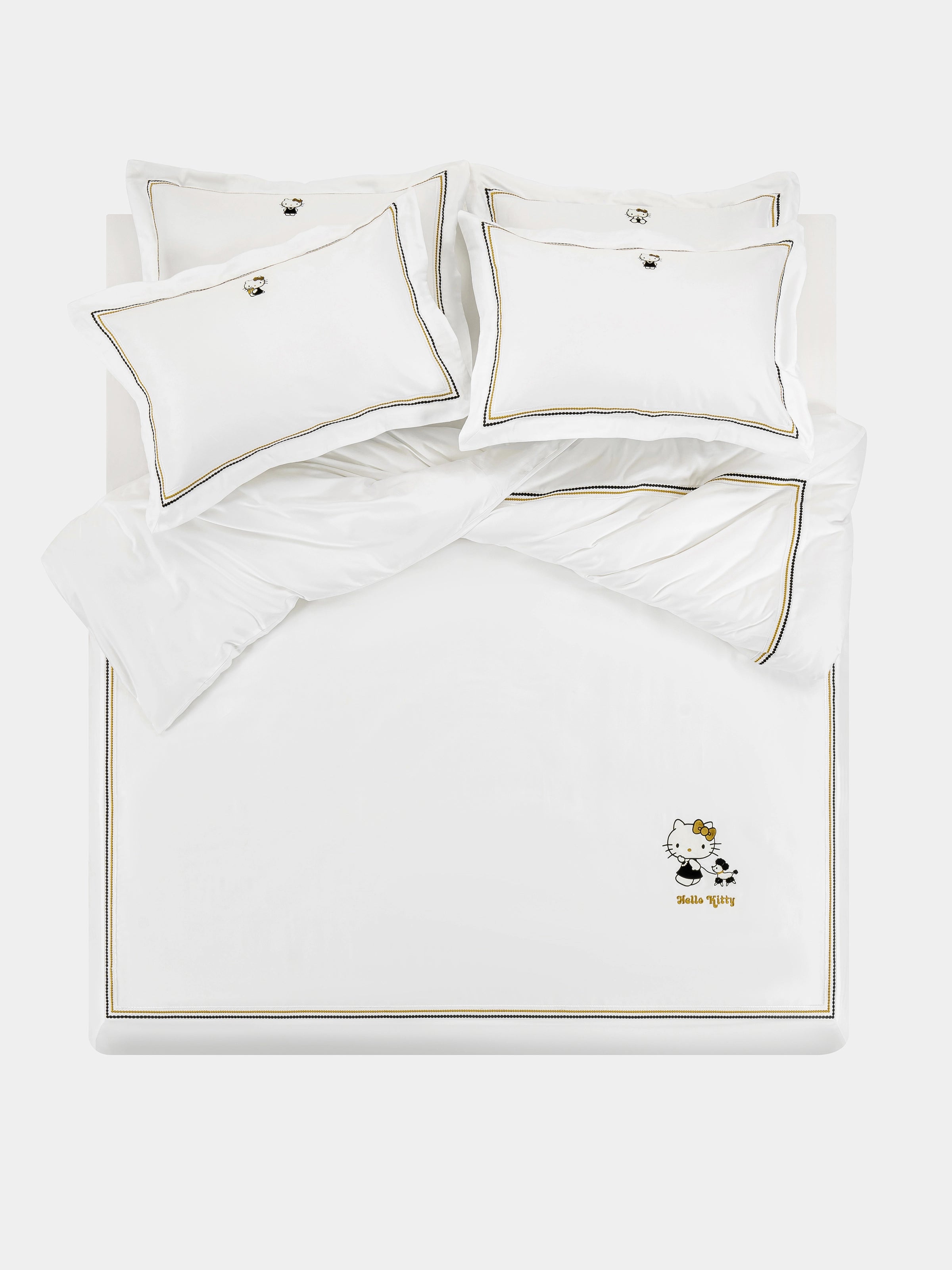 "Hello Kitty" 140S cotton sateen deluxe bedding Set Pearl White