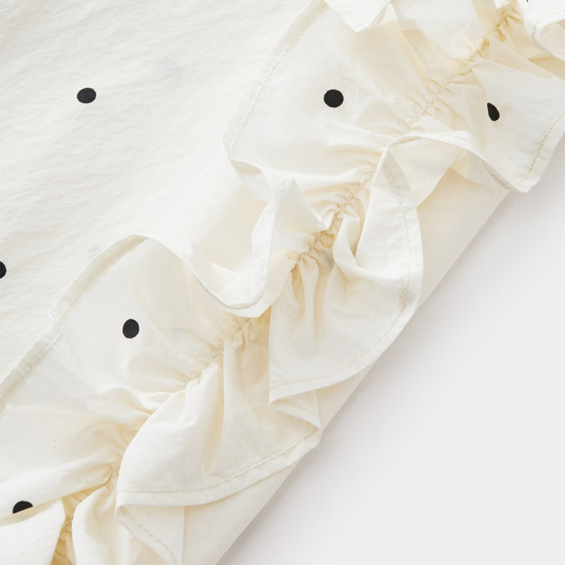 "Panda PomPom" Sun-pretective Outdoor Skirt White Polka Dot