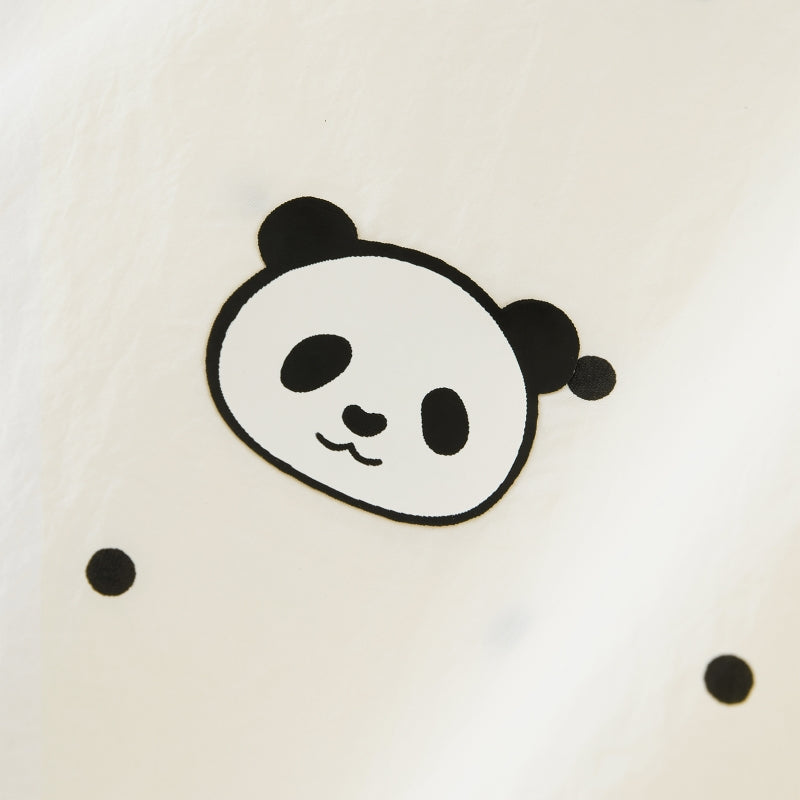 "Panda PomPom" Sun-pretective Outdoor Dress White Polka Dot