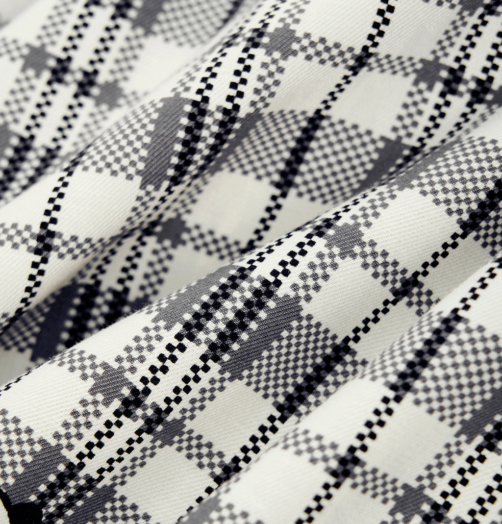 "Panda PomPom" Tencel Cotton Blend Spaghetti Strap Top & Shorts Pajama Set – Black Grid