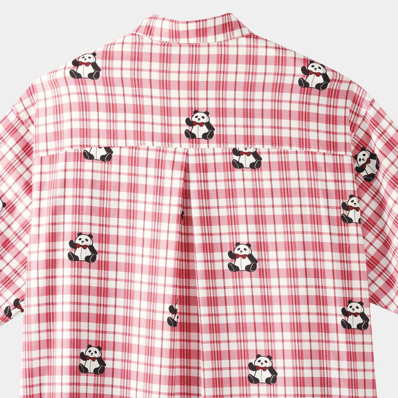 "Urban Jungle" Tencel Cotton Blend Short Sleeve Nightgown – Red Grid