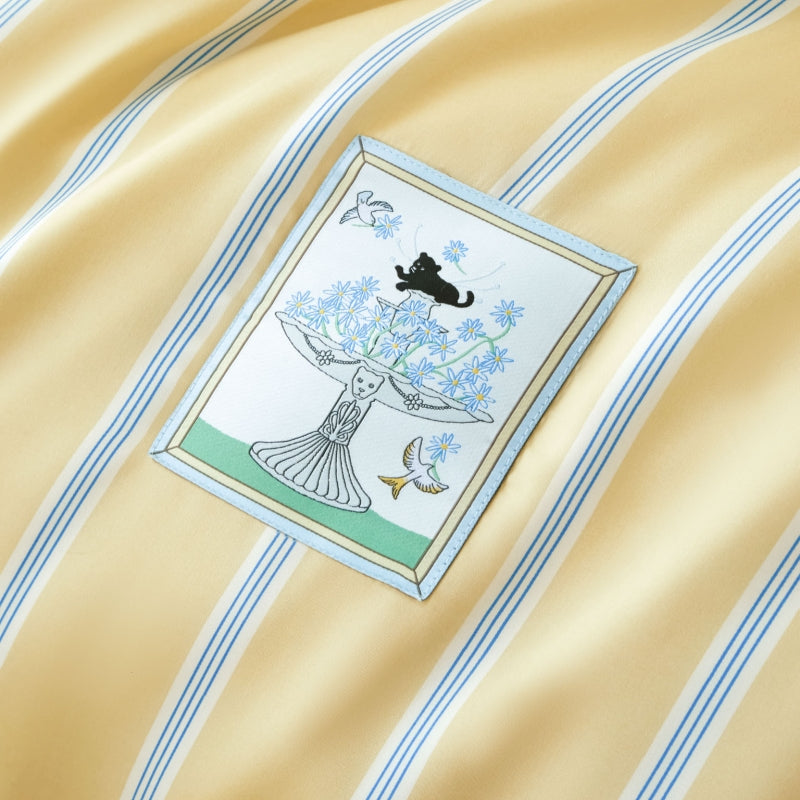 "Urban Jungle" Black panther Tencel Bedding Set – Dandelion Yellow