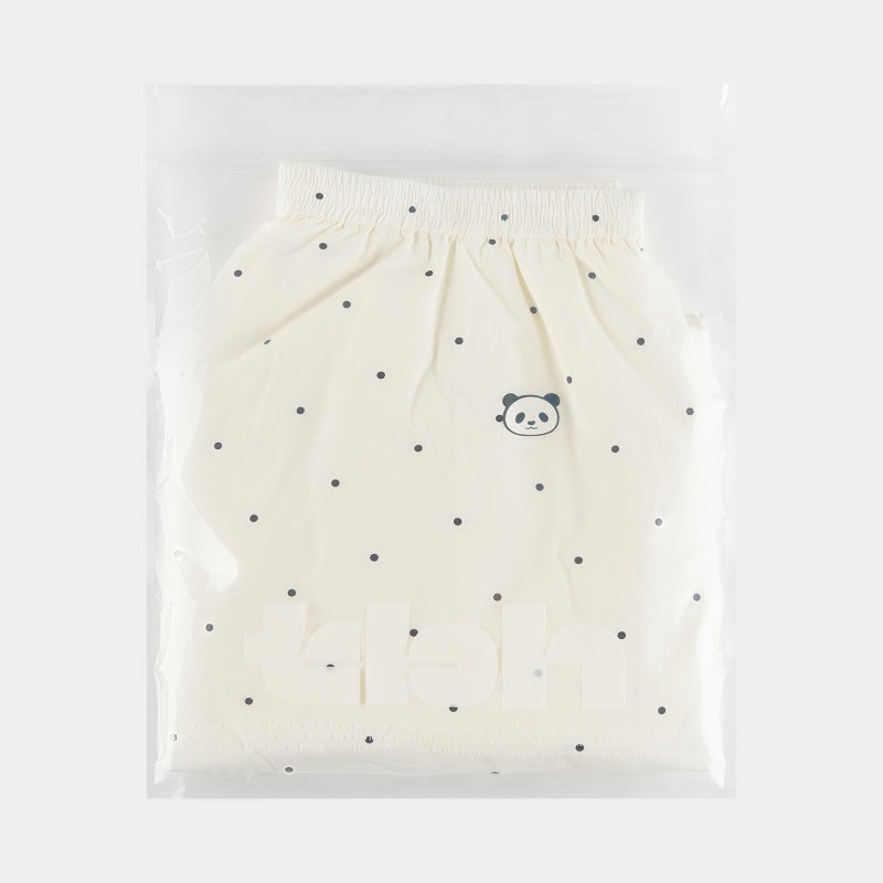 "Panda PomPom" Sun-pretective Outdoor Skirt White Polka Dot