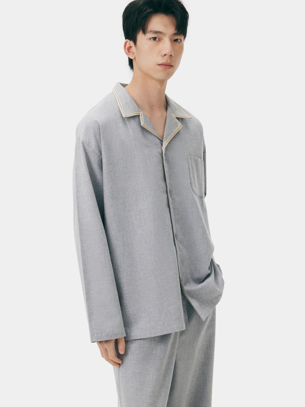 "Frame" Australian Wool-Cotton Loungewear Set – Heather Grey