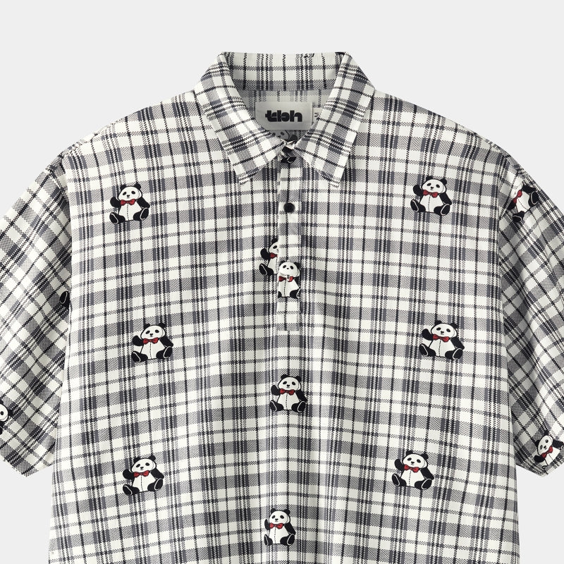 "Urban Jungle" Tencel Cotton Blend Short Sleeve Nightgown – Black Grid