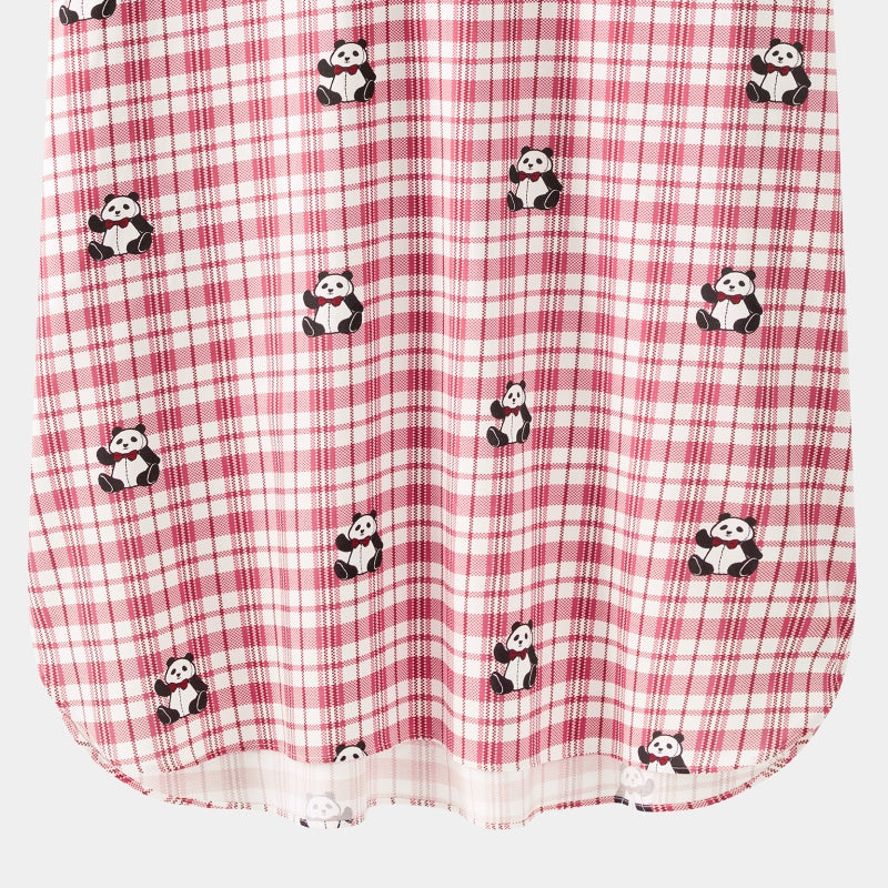 "Urban Jungle" Tencel Cotton Blend Short Sleeve Nightgown – Red Grid