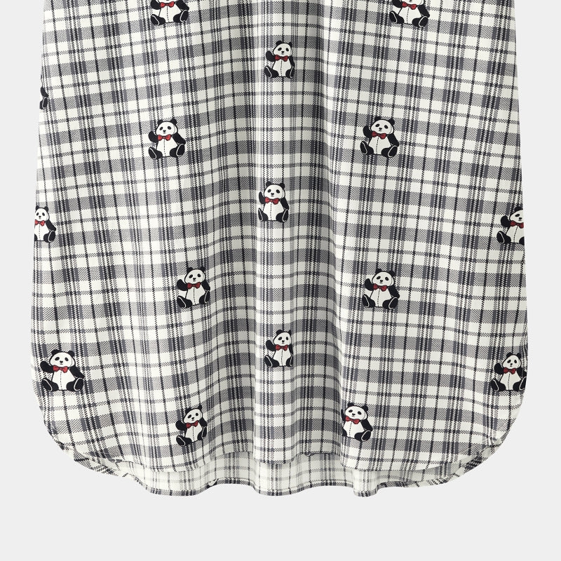 "Urban Jungle" Tencel Cotton Blend Short Sleeve Nightgown – Black Grid