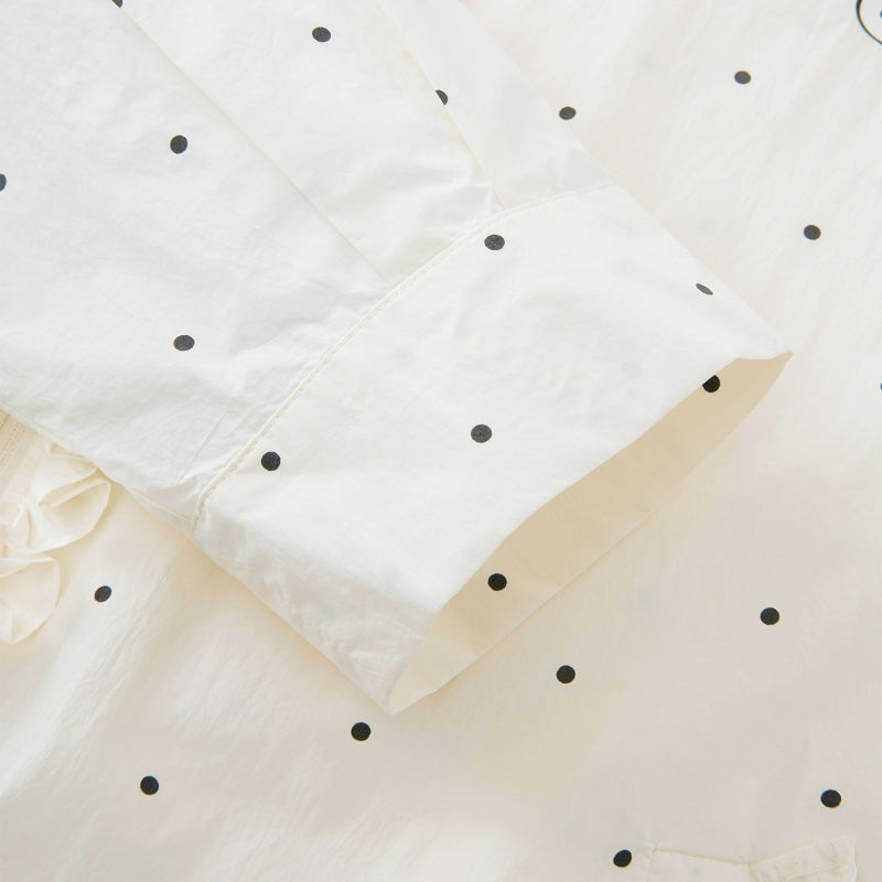 "Panda PomPom" Sun-pretective Peter Pan Collar Outdoor Jacket White Polka Dot