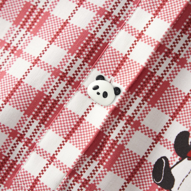 "Urban Jungle" Tencel Cotton Blend Short Sleeve Nightgown – Red Grid