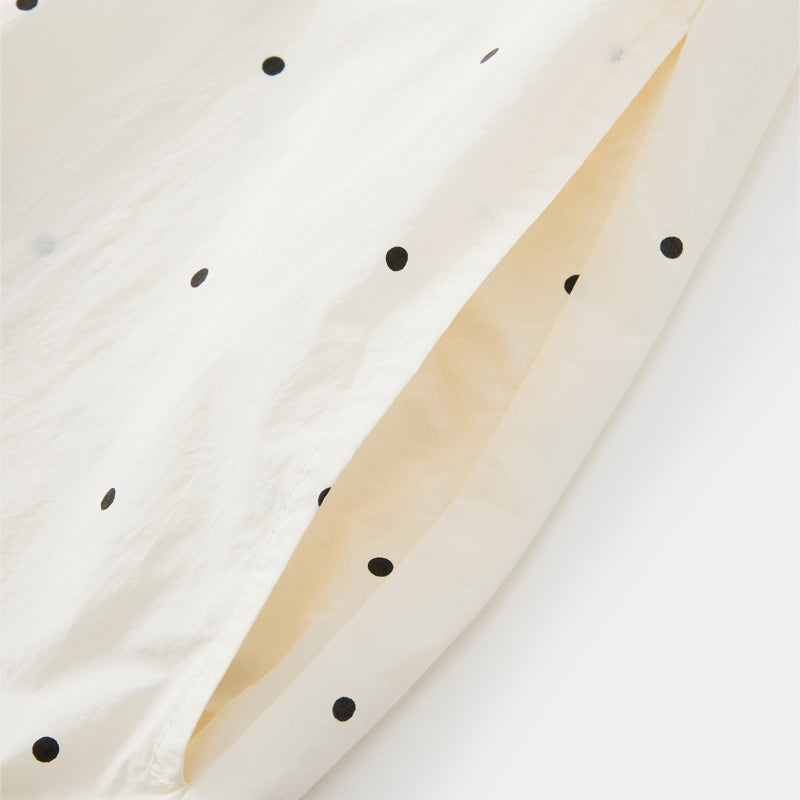 "Panda PomPom" Sun-pretective Outdoor Dress White Polka Dot