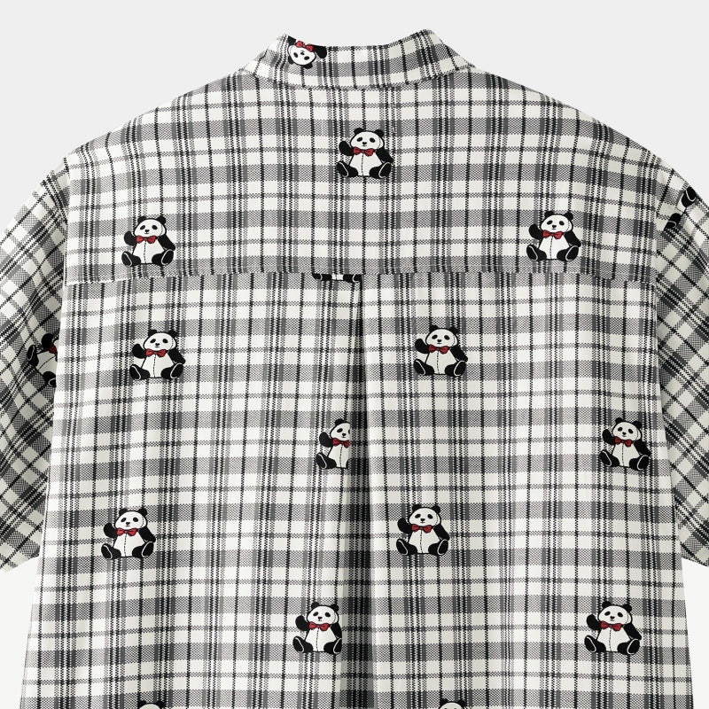 "Urban Jungle" Tencel Cotton Blend Short Sleeve Nightgown – Black Grid