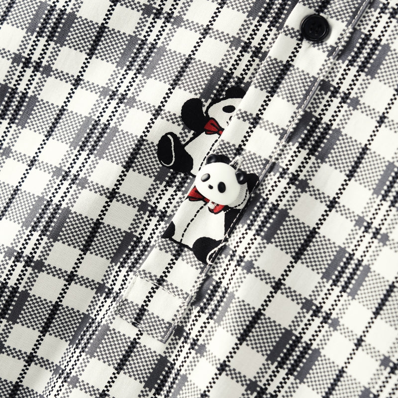 "Urban Jungle" Tencel Cotton Blend Short Sleeve Nightgown – Black Grid