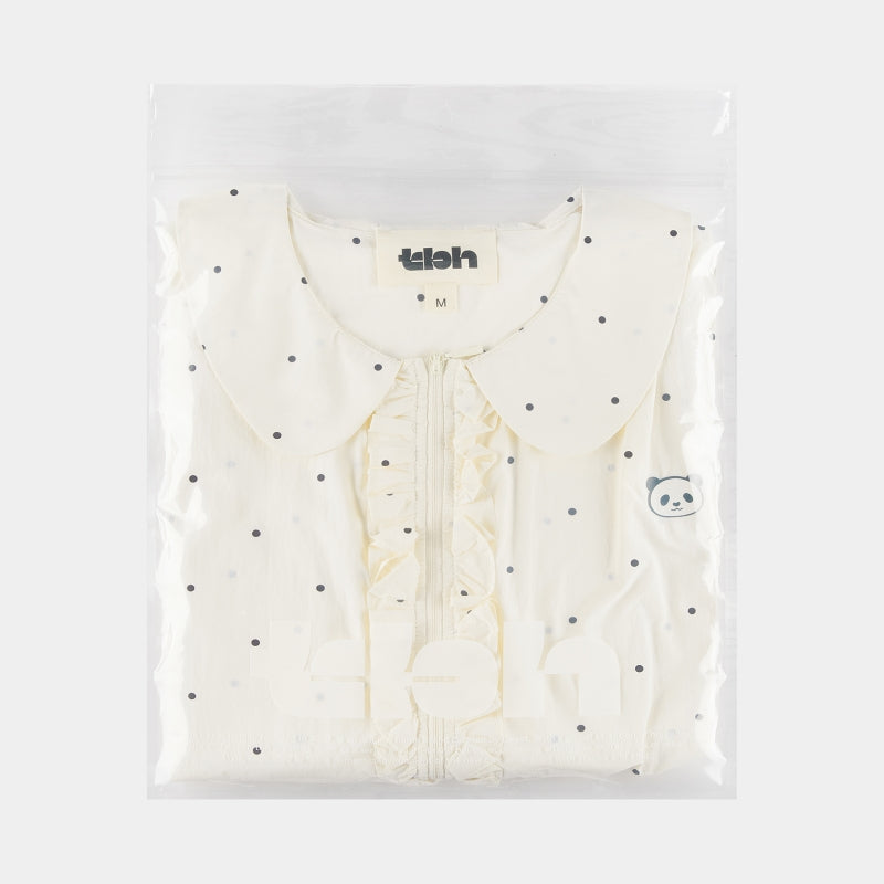 "Panda PomPom" Sun-pretective Peter Pan Collar Outdoor Jacket White Polka Dot
