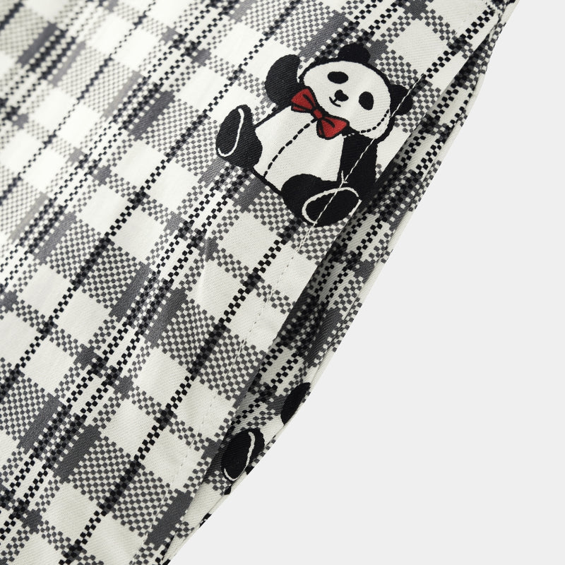 "Urban Jungle" Tencel Cotton Blend Short Sleeve Nightgown – Black Grid