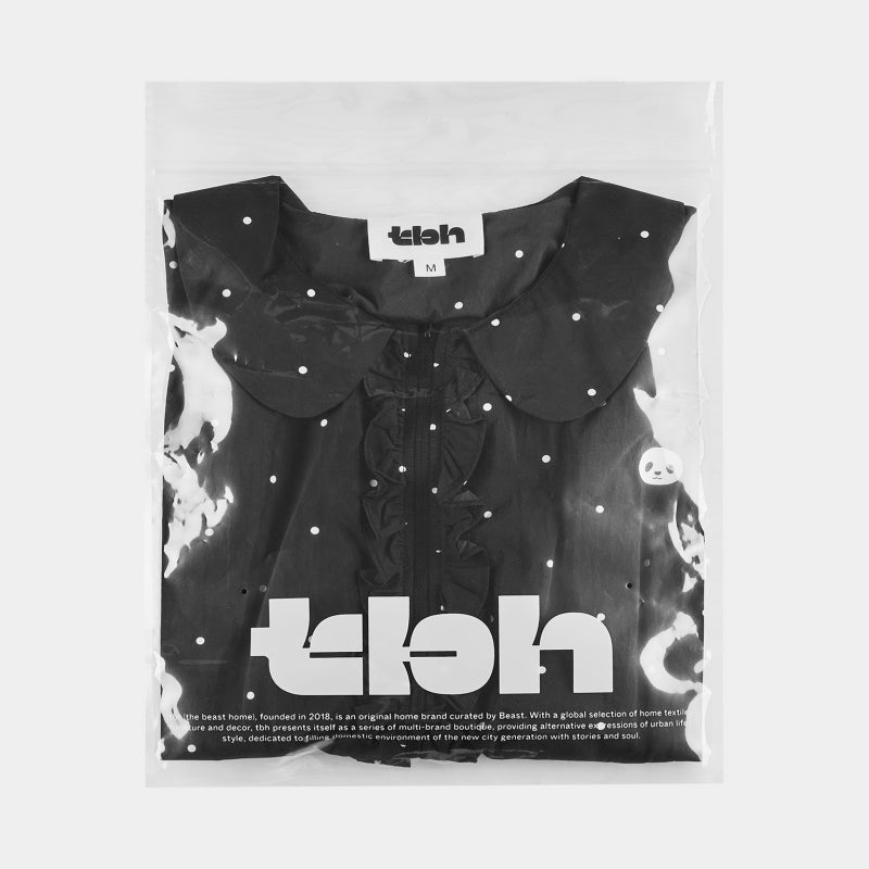 "Panda PomPom" Sun-pretective Outdoor Jacket Black Polka Dot