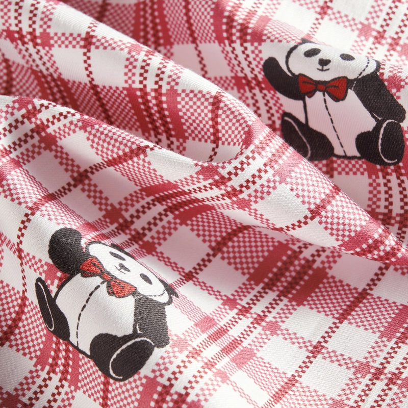 "Urban Jungle" Tencel Cotton Blend Short Sleeve Nightgown – Red Grid