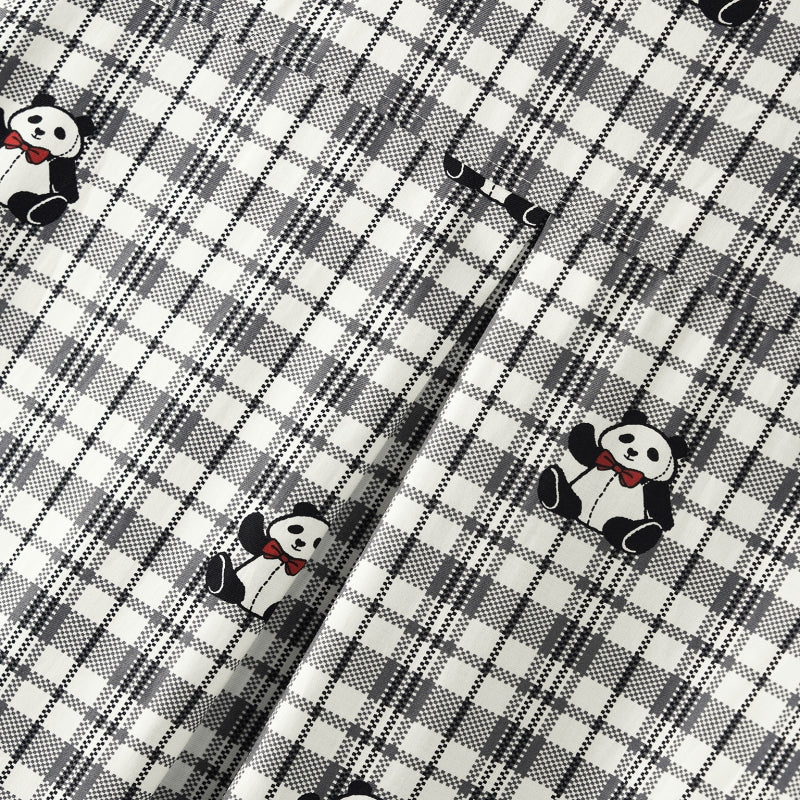 "Urban Jungle" Tencel Cotton Blend Short Sleeve Nightgown – Black Grid