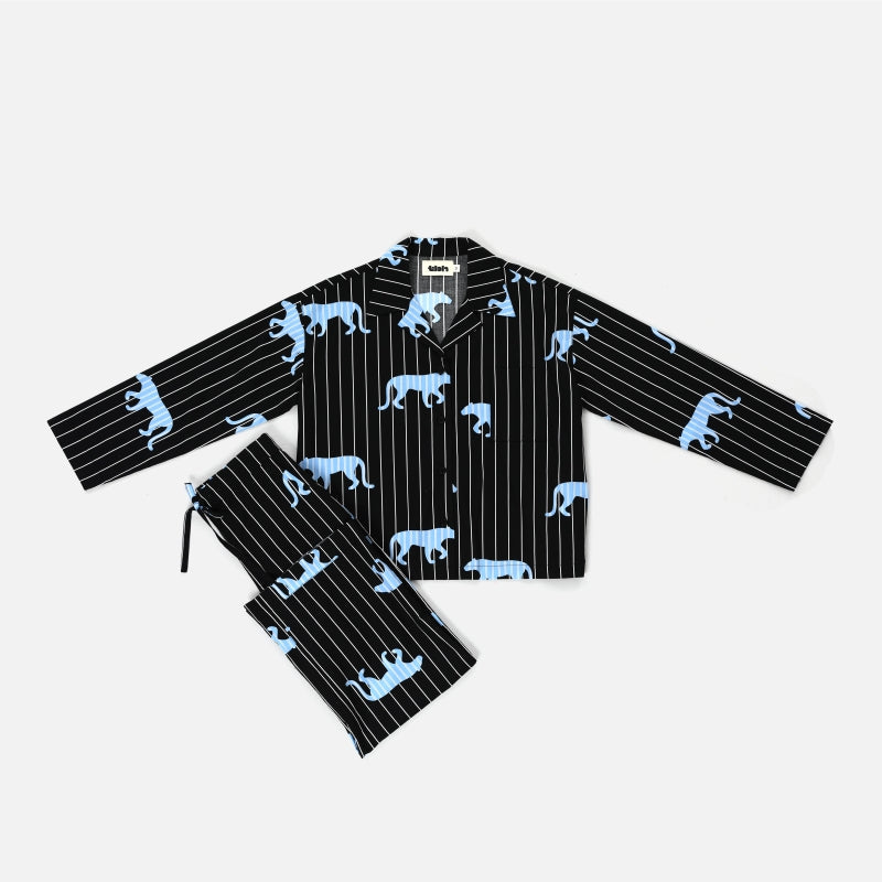 “Z” Tencel Cotton Blend Stripe Loungewear Set Black Panther