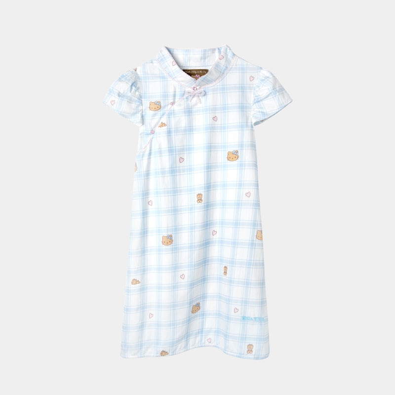 "Hello Kitty" Tencel Cotton Blend Short Sleeve Qipao – Hello Kitty Check