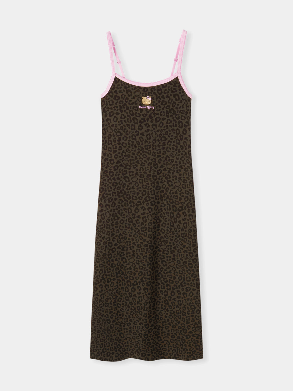 "Hello Kitty" Jersey Rib Jacquard Spaghetti Strap Nightgown – Choco