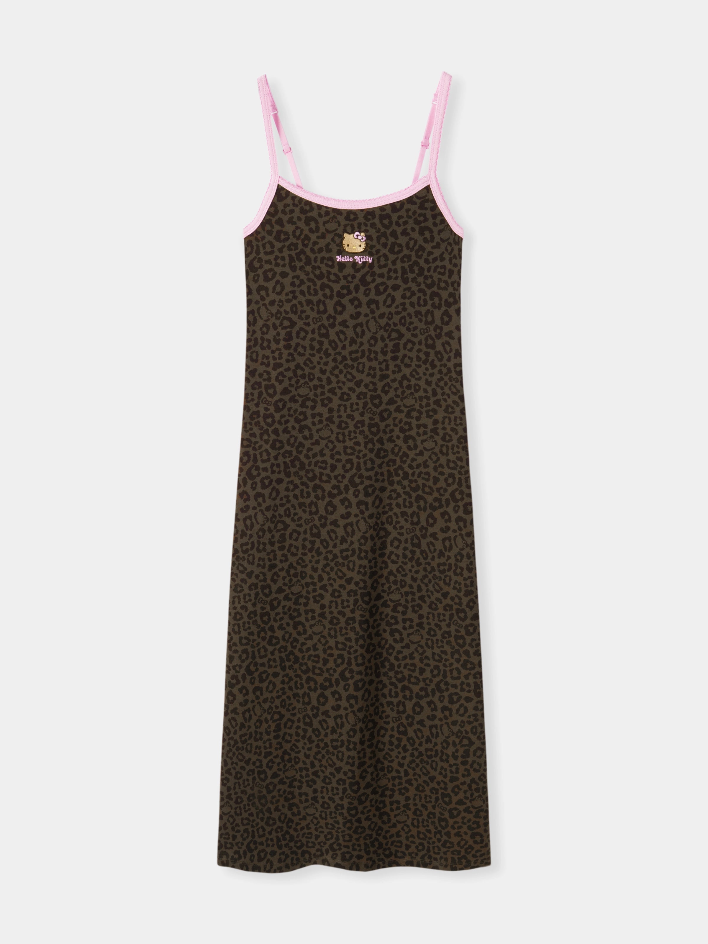 "Hello Kitty" Jersey Rib Jacquard Spaghetti Strap Nightgown – Choco