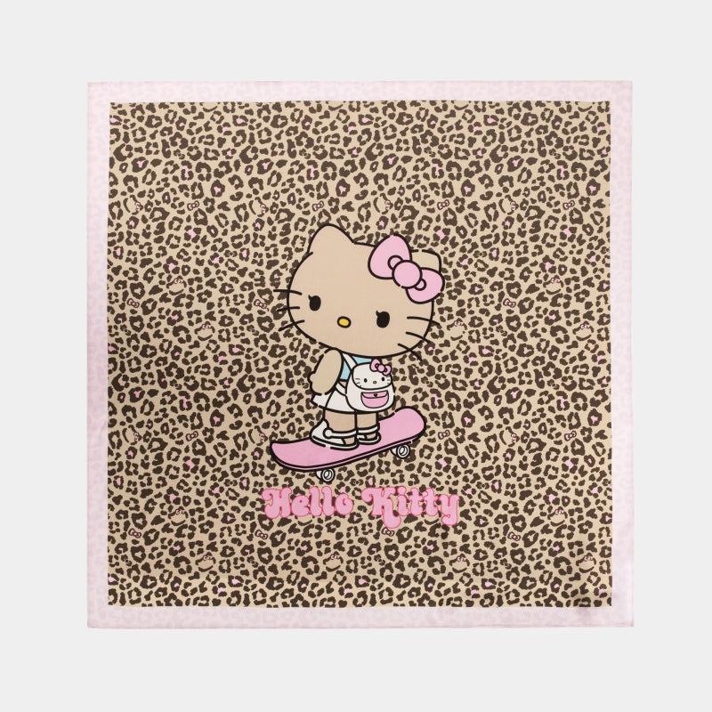 "Hello Kitty" Premium Heavy Mulberry Silk Square Scarf – Tanned Hello Kitty