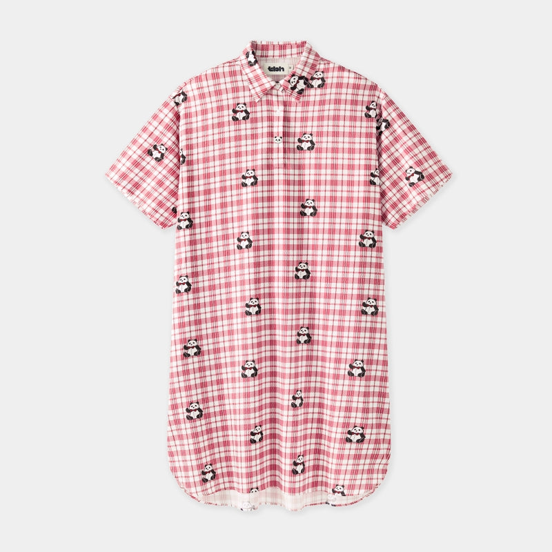 Urban Jungle Tencel Cotton Blend Short Sleeve Nightgown Red Grid
