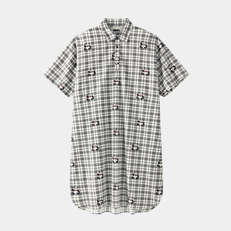"Urban Jungle" Tencel Cotton Blend Short Sleeve Nightgown – Black Grid