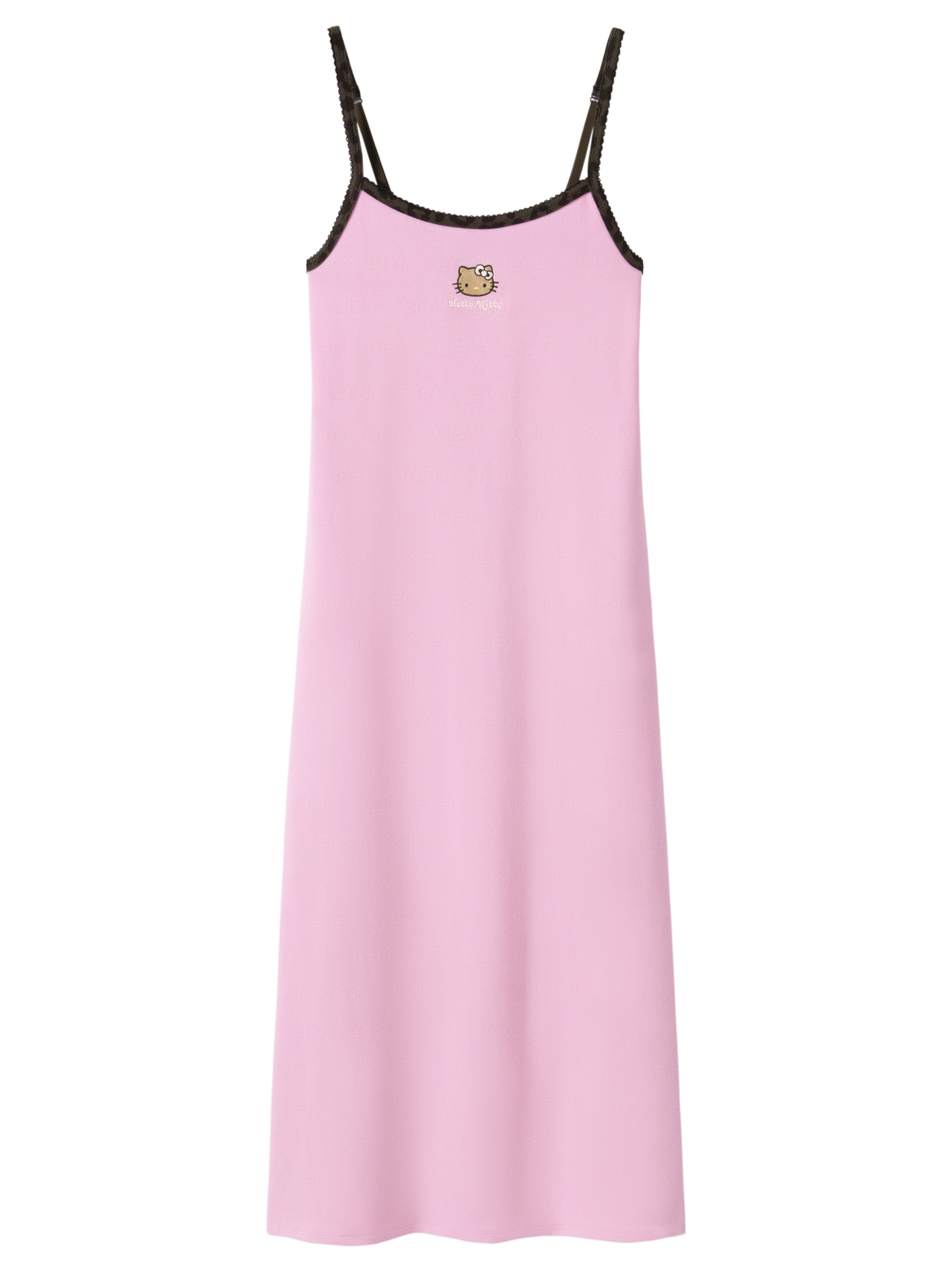 "Hello Kitty" Jersey Rib Jacquard Spaghetti Strap Nightgown – Raspberry