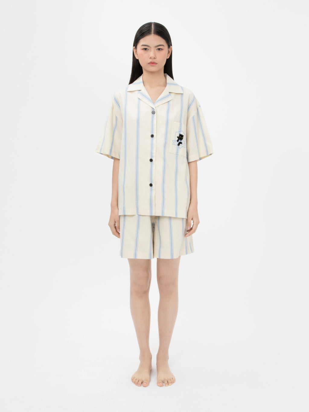 “Urban Jungle” Tencel Cotton Blend Short Sleeve Loungewear Set White