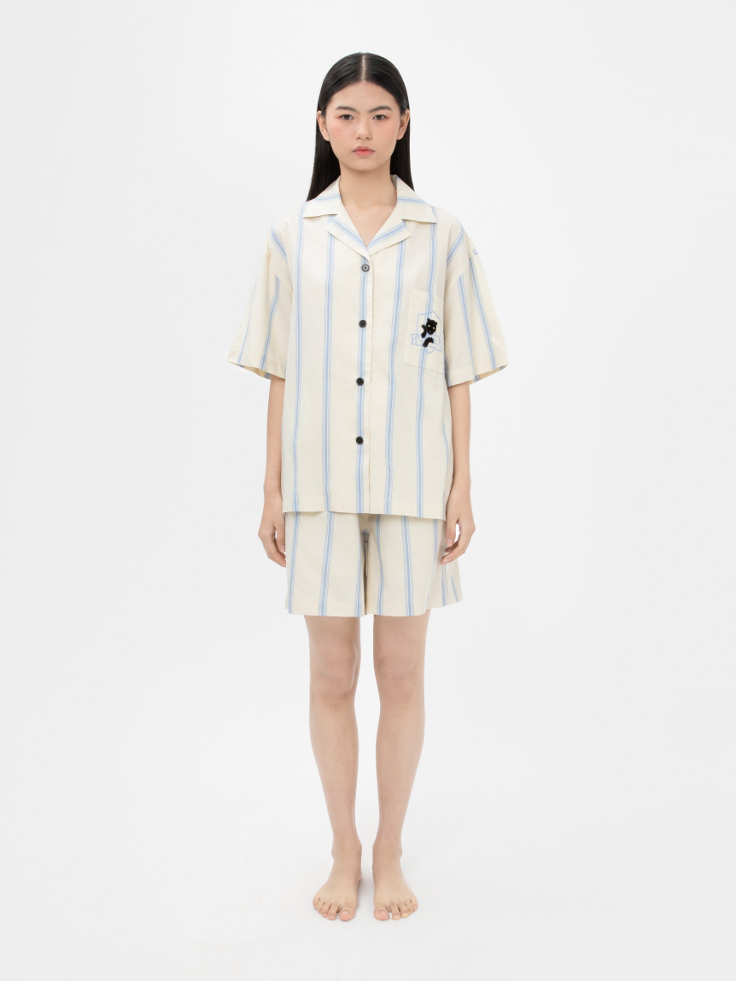 “Urban Jungle” Tencel Cotton Blend Short Sleeve Loungewear Set White