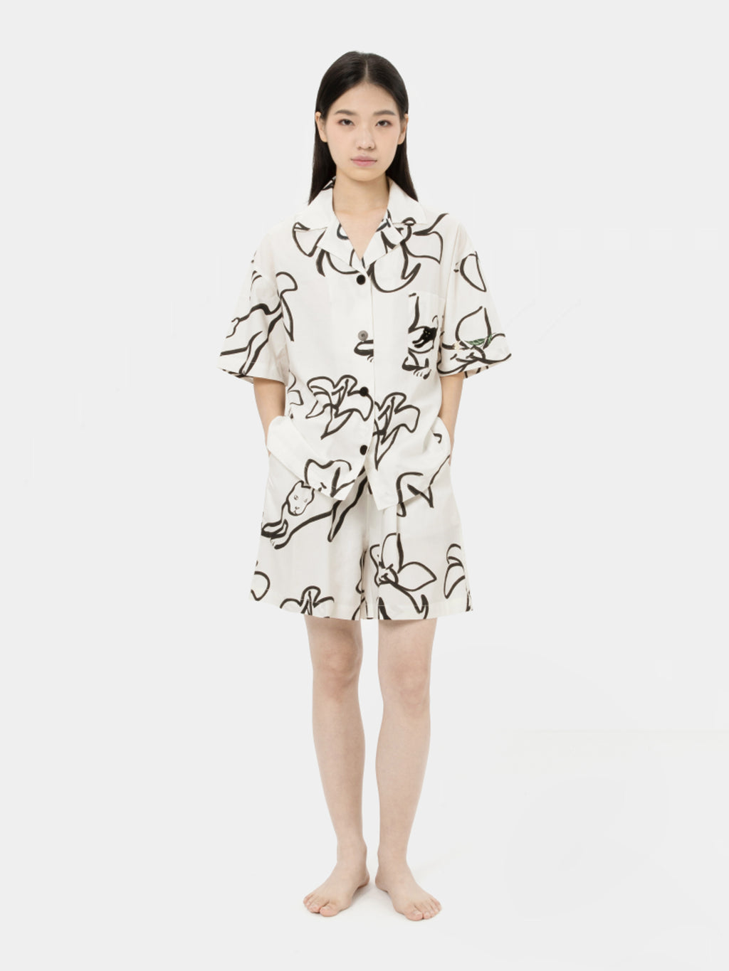 “Urban Jungle” Tencel Cotton Blend Short Sleeve Loungewear Set Black Panther and Lily