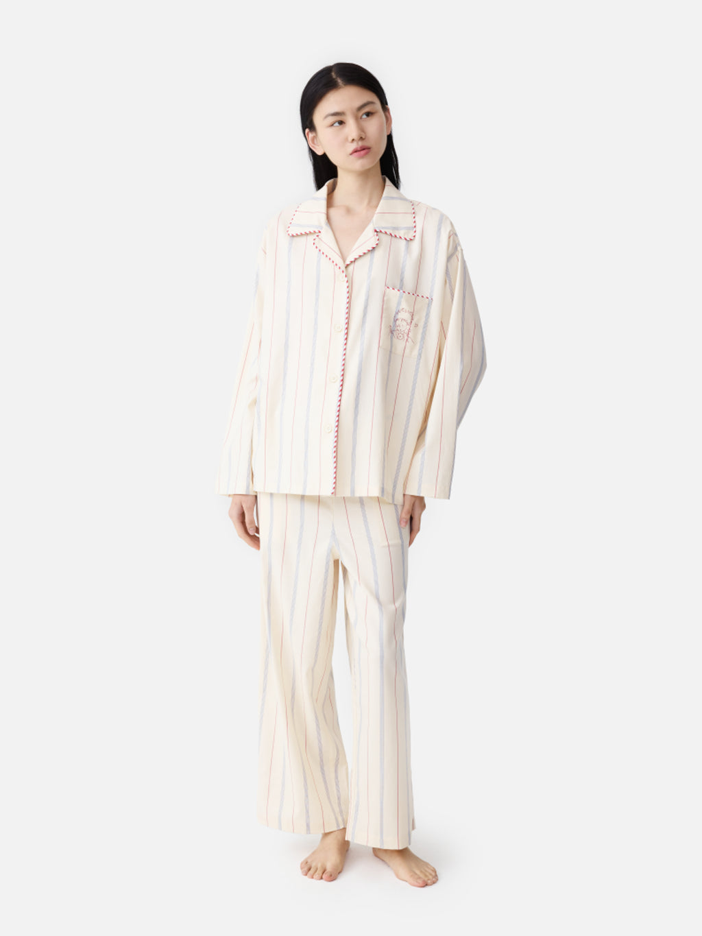 "Le Petit Prince" Tencel Cotton Blend Loungewear Set Red and Blue Stripes