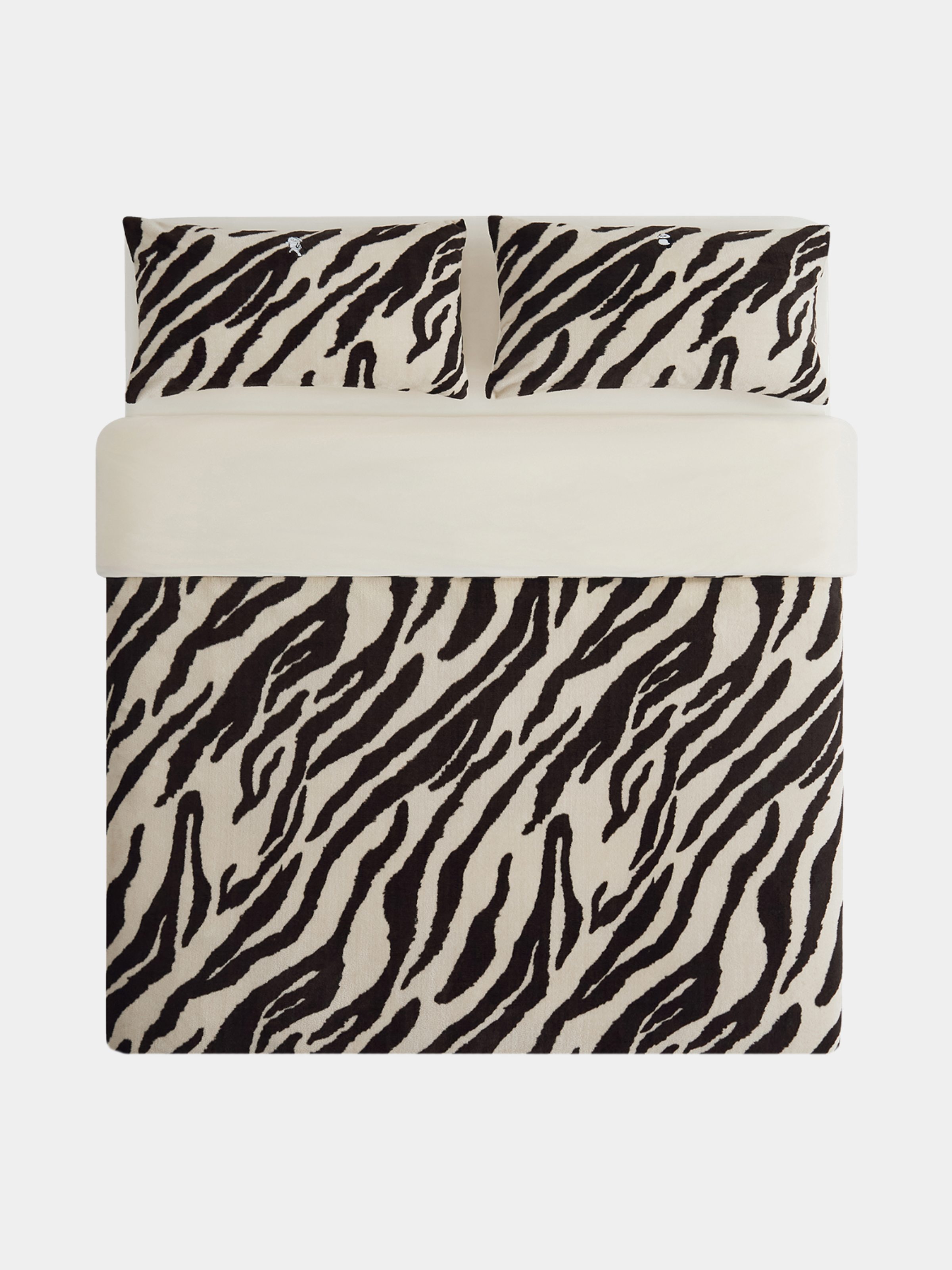 "Panda PomPom"  curly flannel bedding set Zebra Patterned