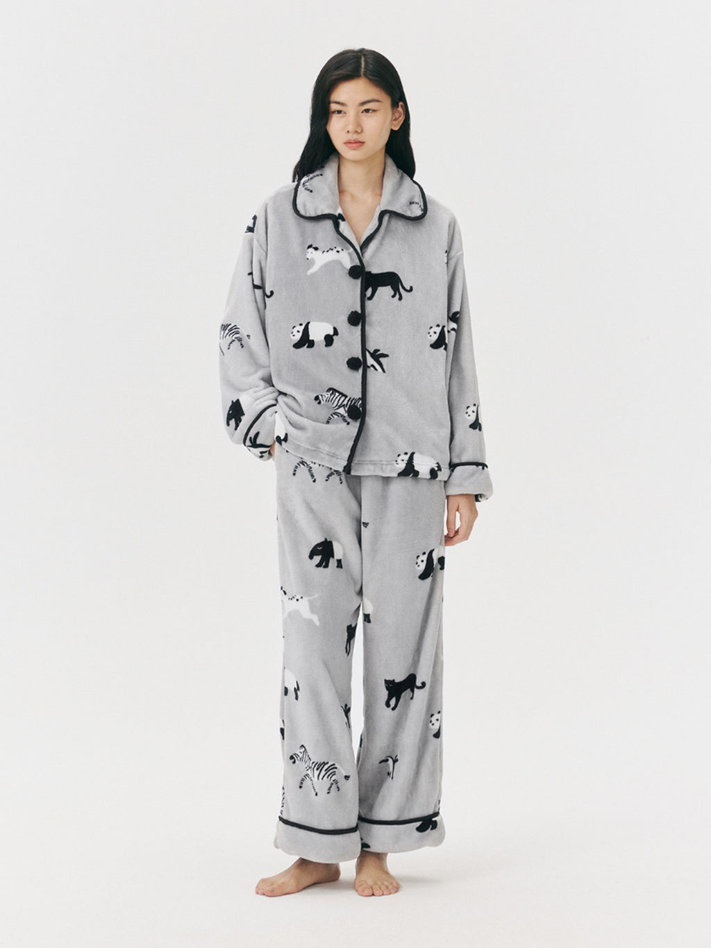 "Panda PomPom" Flannel Loungewear Set – Bestie