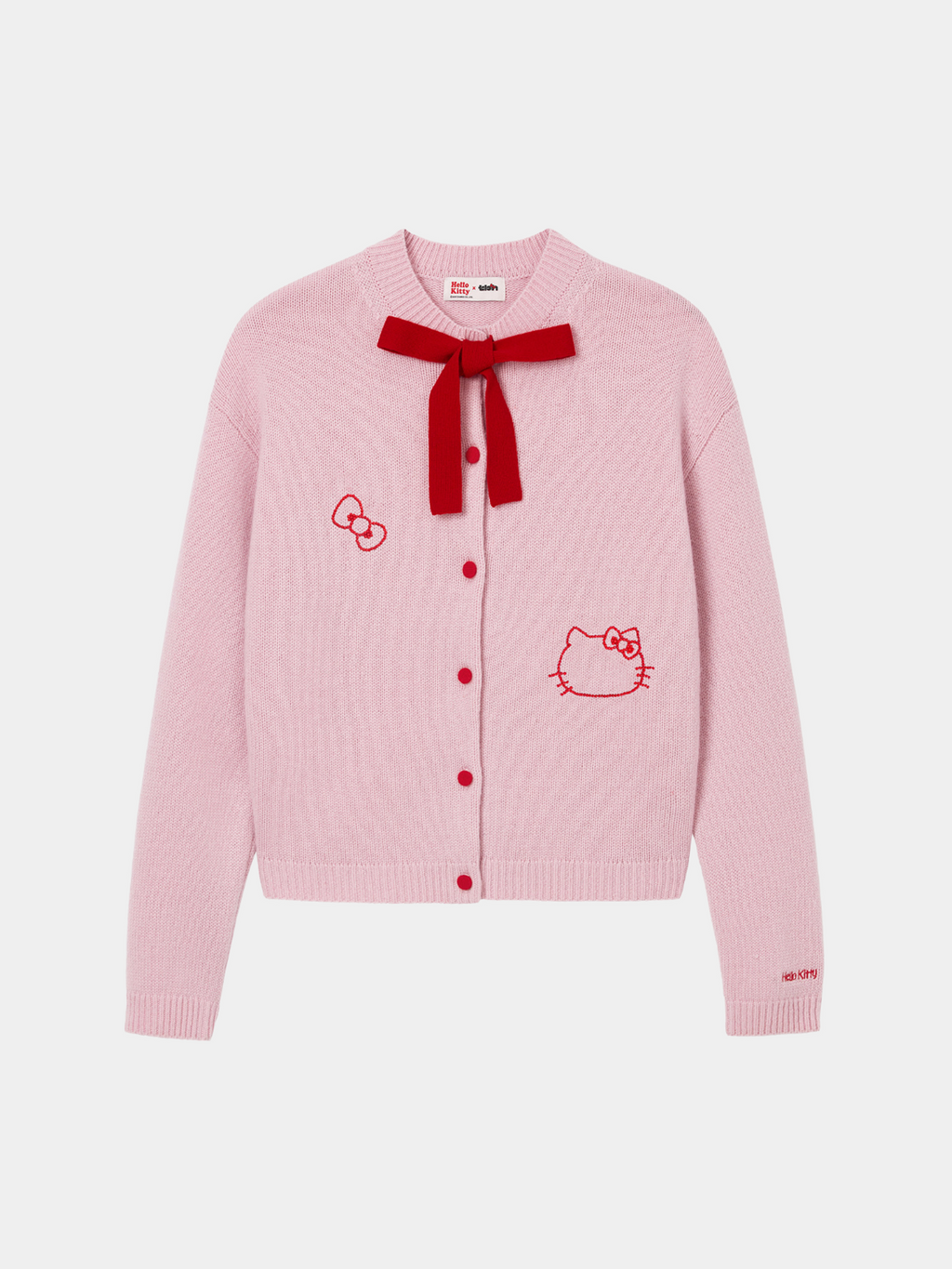 "Hello Kitty" Wool Cashmere Blend Cardigan – Pink