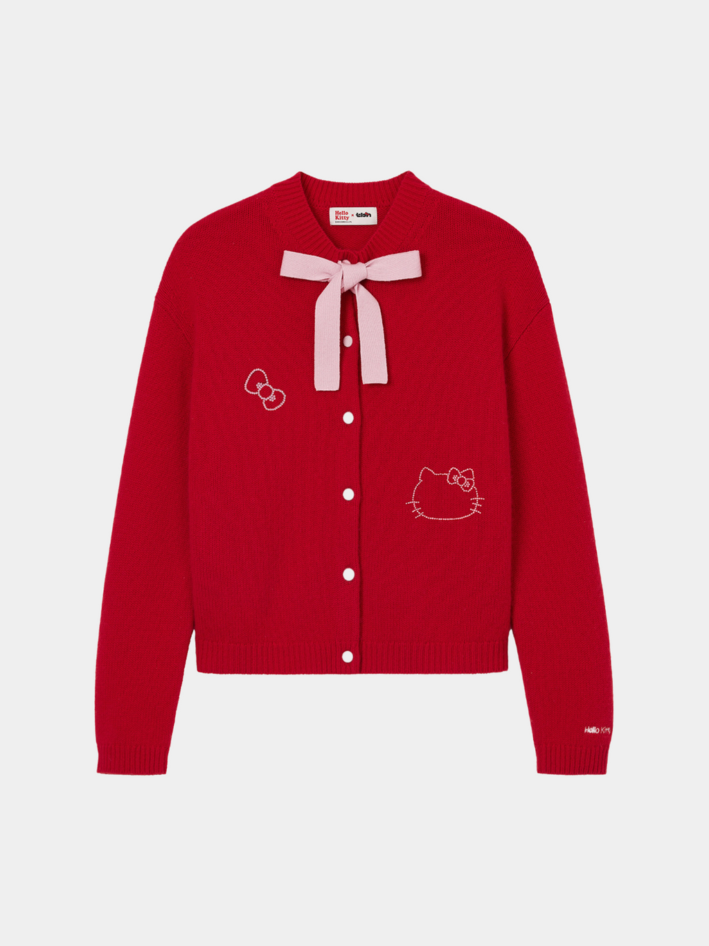 "Hello Kitty" Wool Cashmere Blend Cardigan – Red