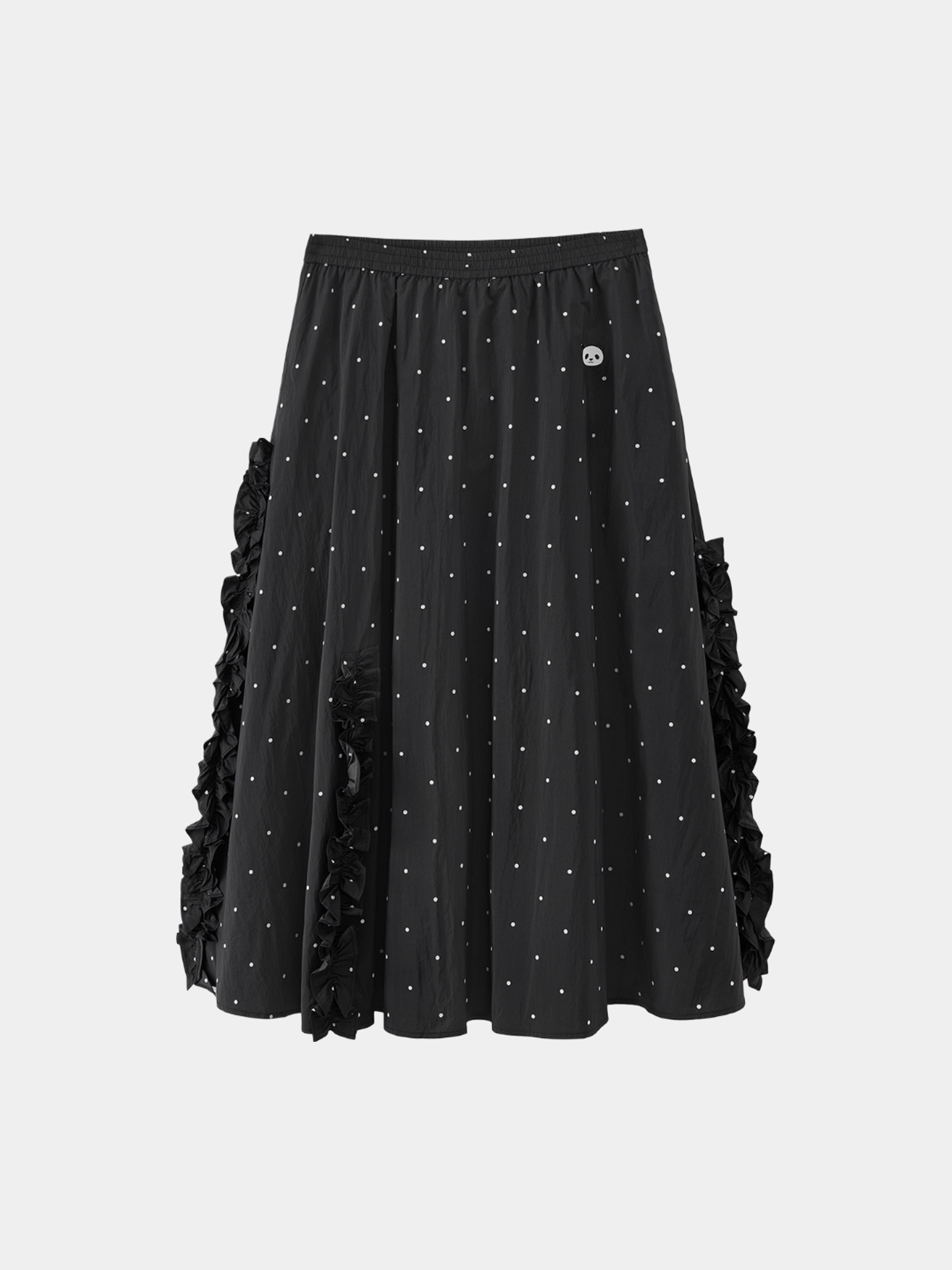 "Panda PomPom" Sun-pretective Outdoor Skirt Black Polka Dot
