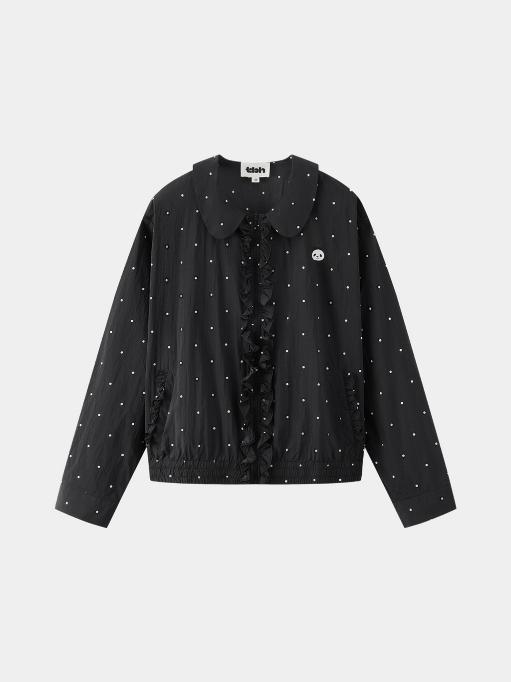 "Panda PomPom" Sun-pretective Outdoor Jacket Black Polka Dot