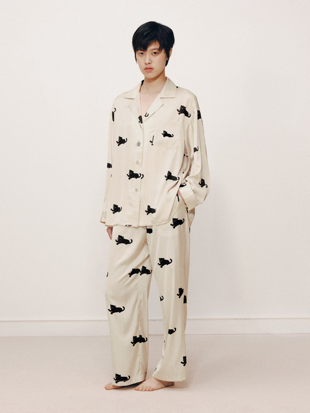 “Urban Jungle” Satin Loungewear Set Camel