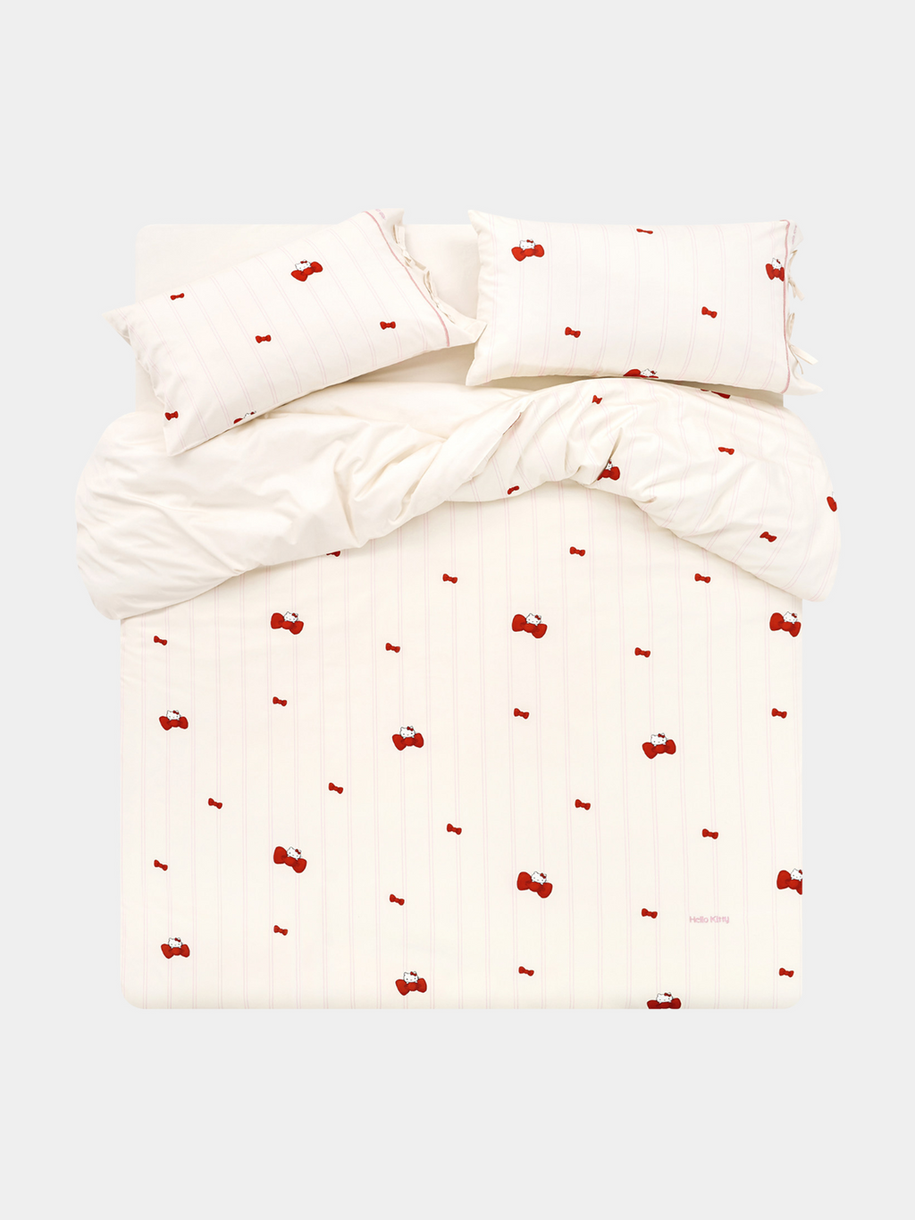 "Hello Kitty" Cotton Sateen Bedding Set – Cream Pink