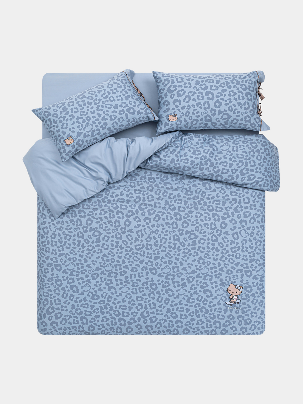 "Hello Kitty" Cotton Sateen Bedding Set – Denim Leopard