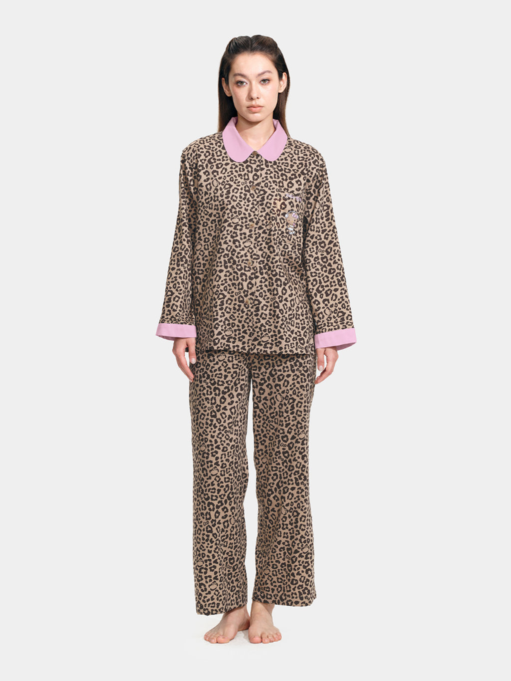 "Hello Kitty" Tencel Cotton Blend Loungewear Set – Leopard