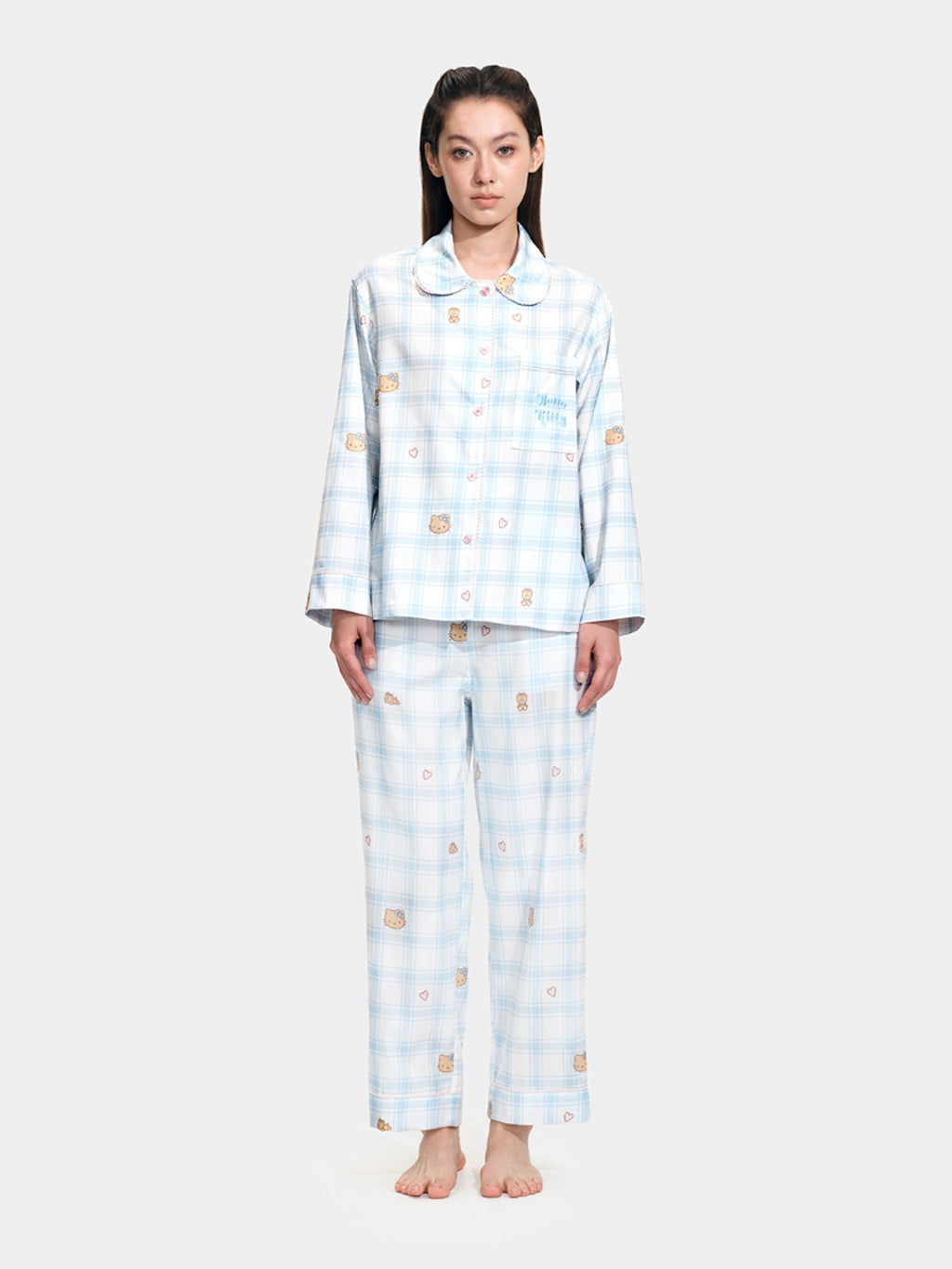 "Hello Kitty" Tencel Cotton Blend Loungewear Set – Hello Kitty Check