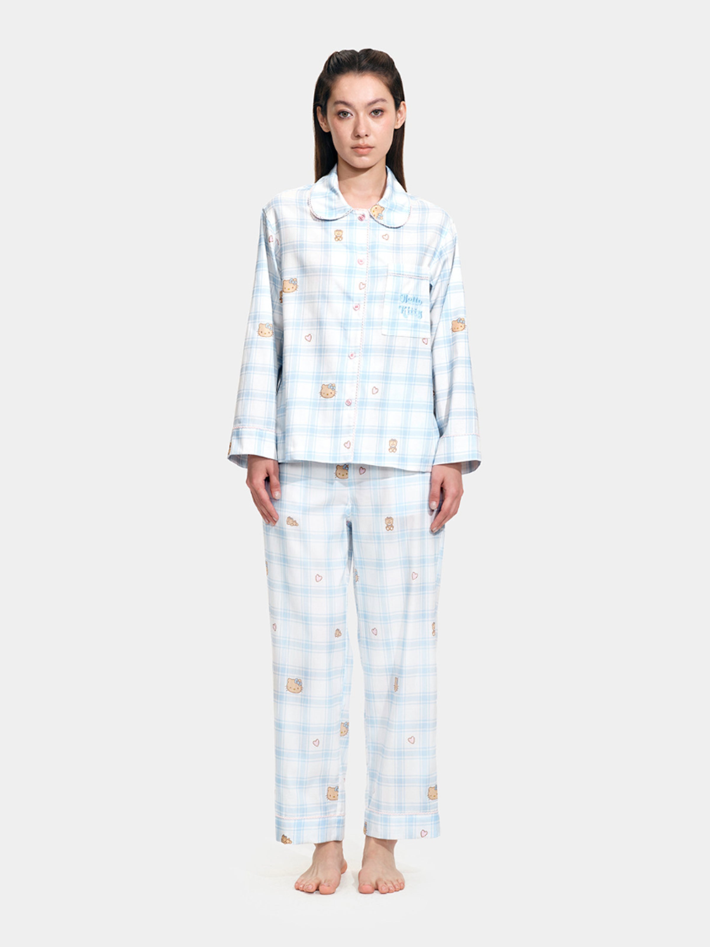 "Hello Kitty" Tencel Cotton Blend Loungewear Set – Hello Kitty Check
