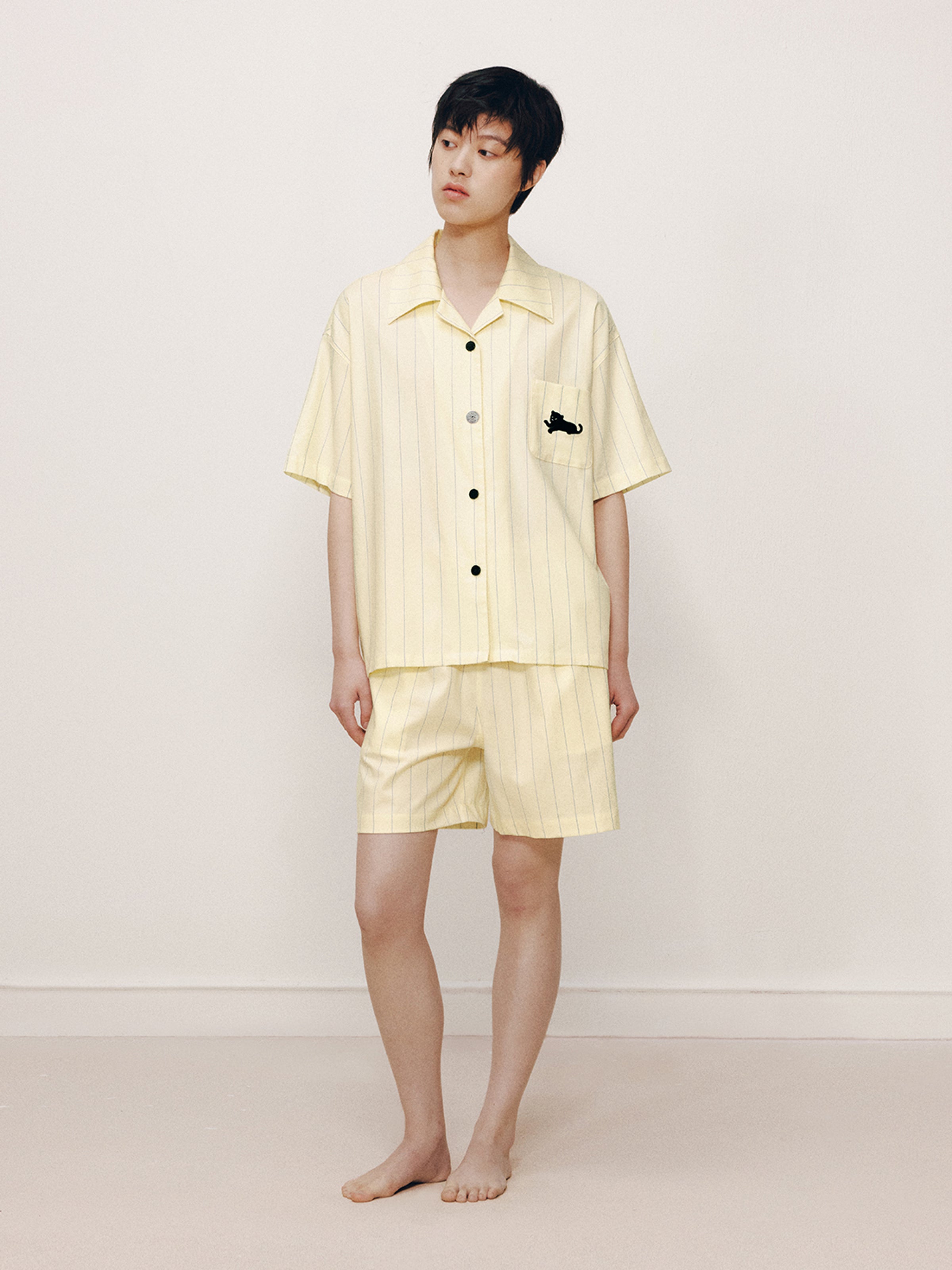 “Urban Jungle” Tencel Cotton Blend Short Sleeve Loungewear Set Dandelion Yellow